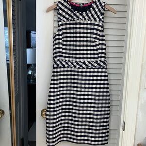 J. Crew Navy and White Checkered Midi Dress